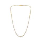14K Gold 10.7ct Natural Diamond Alternating Marquise Oval Tennis Necklace