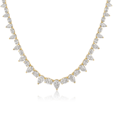 14K Gold 8.3ct Natural Diamond Graduated Pear Riviera Line Necklace