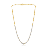 14K Gold 7.8ct Natural Diamond Emerald Pear Graduated Riviera Necklace