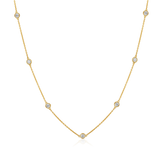 14K Gold 0.8ct Natural Diamond Bezel Station  Necklace
