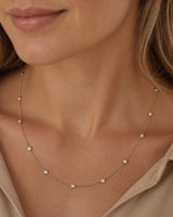 14K Gold 0.8ct Natural Diamond Bezel Station  Necklace