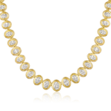 14K Gold 8.4ct Natural Diamond Oval Bezel Tennis  Necklace