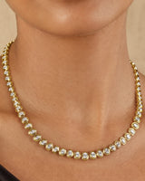 14K Gold 8.4ct Natural Diamond Oval Bezel Tennis  Necklace