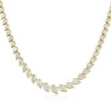 14K Gold 11ct Natural Diamond Graduated Pear Bezel Tennis Necklace