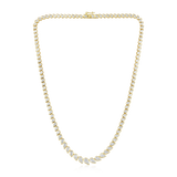 14K Gold 11ct Natural Diamond Graduated Pear Bezel Tennis Necklace
