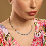 14K Gold 11ct Natural Diamond Graduated Pear Bezel Tennis Necklace