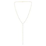 14K Gold 5.1ct Natural Diamond Rose Cut Drilled Round Station Lariat Necklace