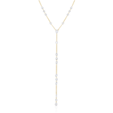 14K Gold 5.3ct Natural Diamond Rose Cut Drilled Pear Round Station Lariat Necklace