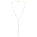 14K Gold 5.3ct Natural Diamond Rose Cut Drilled Pear Round Station Lariat Necklace