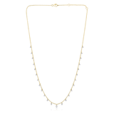 14K Gold 2ct Natural Diamond 22 Stone Drilled Round Dangle Station Necklace