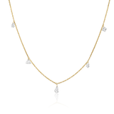 14K Gold 2-2.5ct Natural Diamond Step Cut Drilled Multi-Shape Dangle Station Necklace