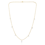14K Gold 2-2.5ct Natural Diamond Step Cut Drilled Multi-Shape Dangle Station Necklace