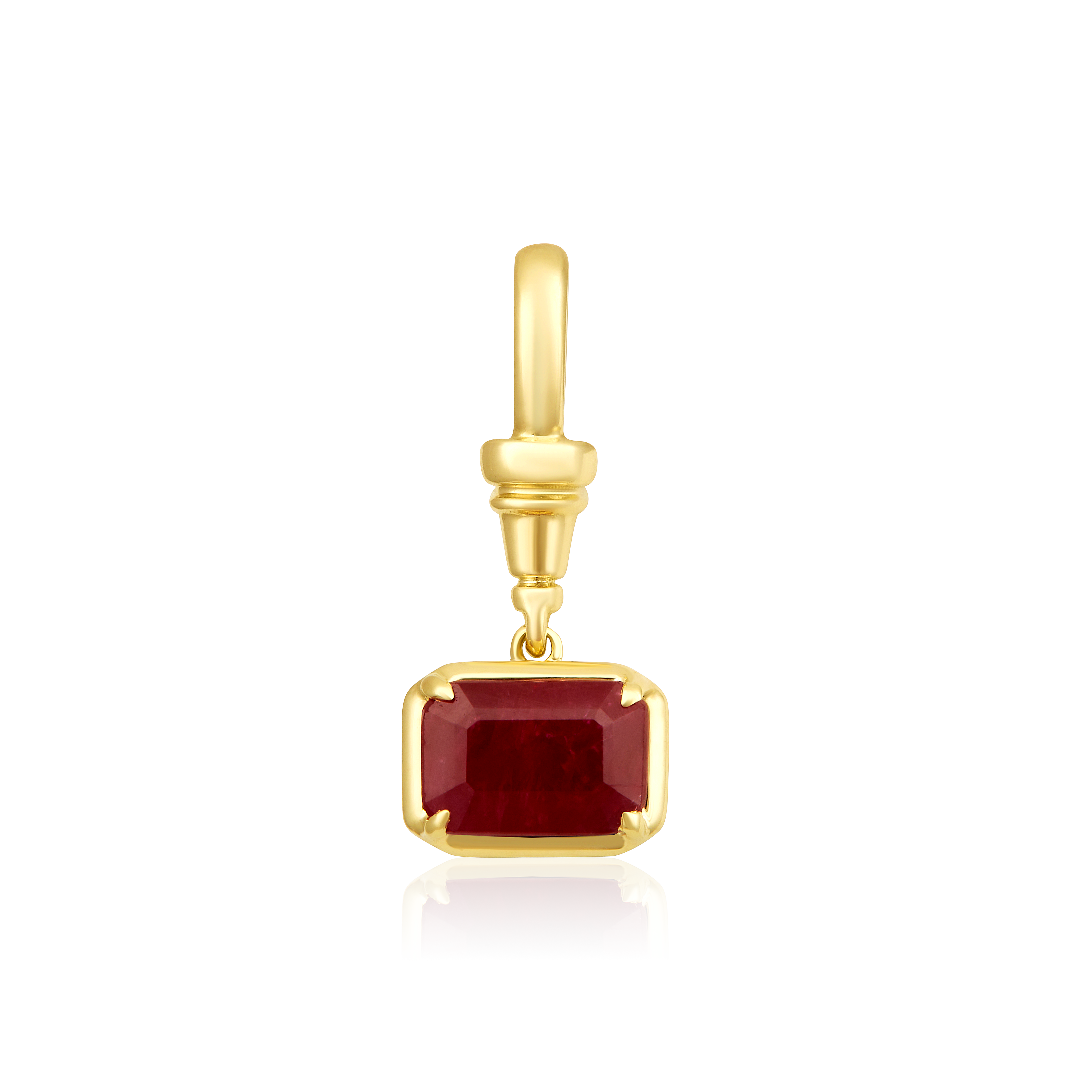 14K Gold 0.6ct Natural East-West Emerald Ruby Pendant Charm