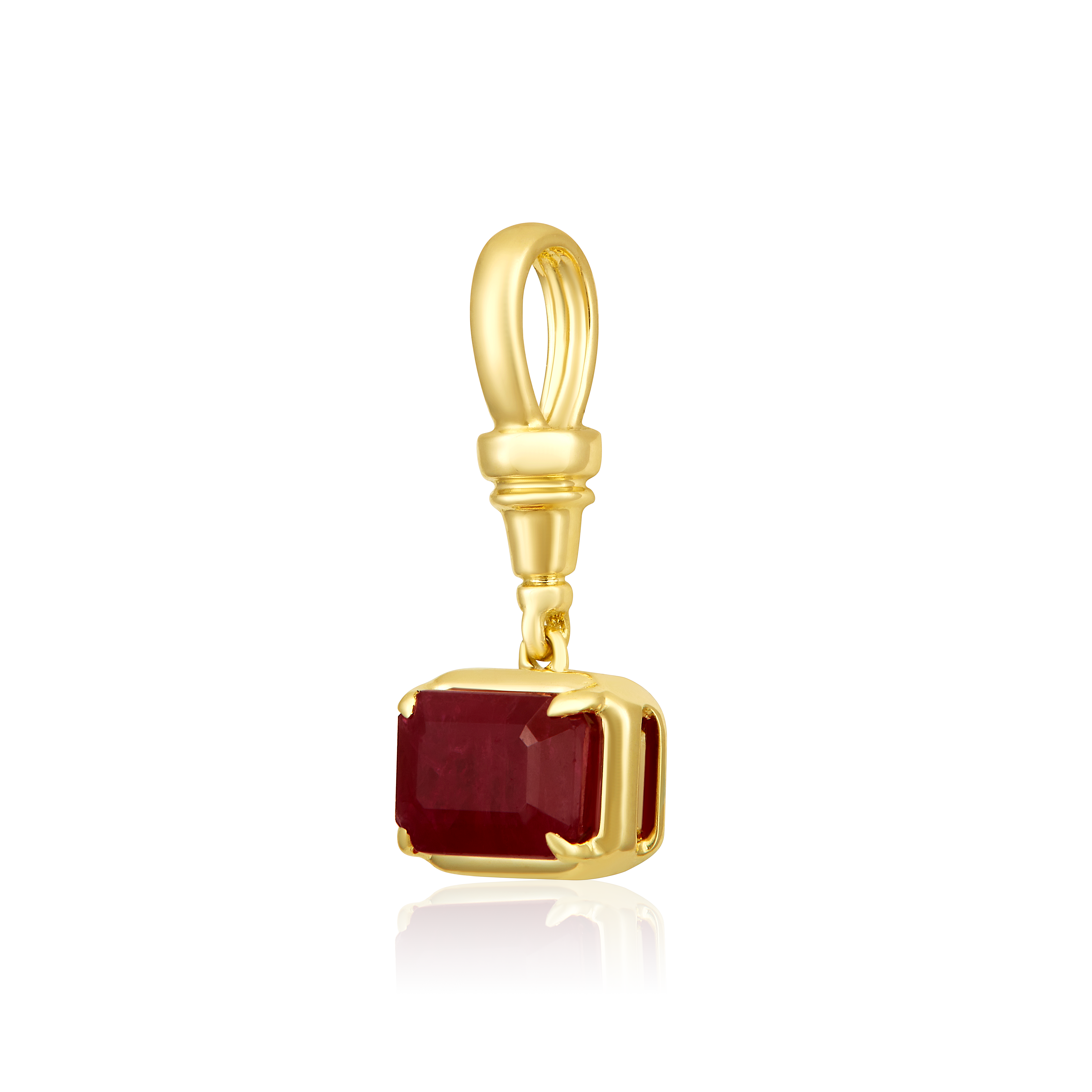 14K Gold 0.6ct Natural East-West Emerald Ruby Pendant Charm