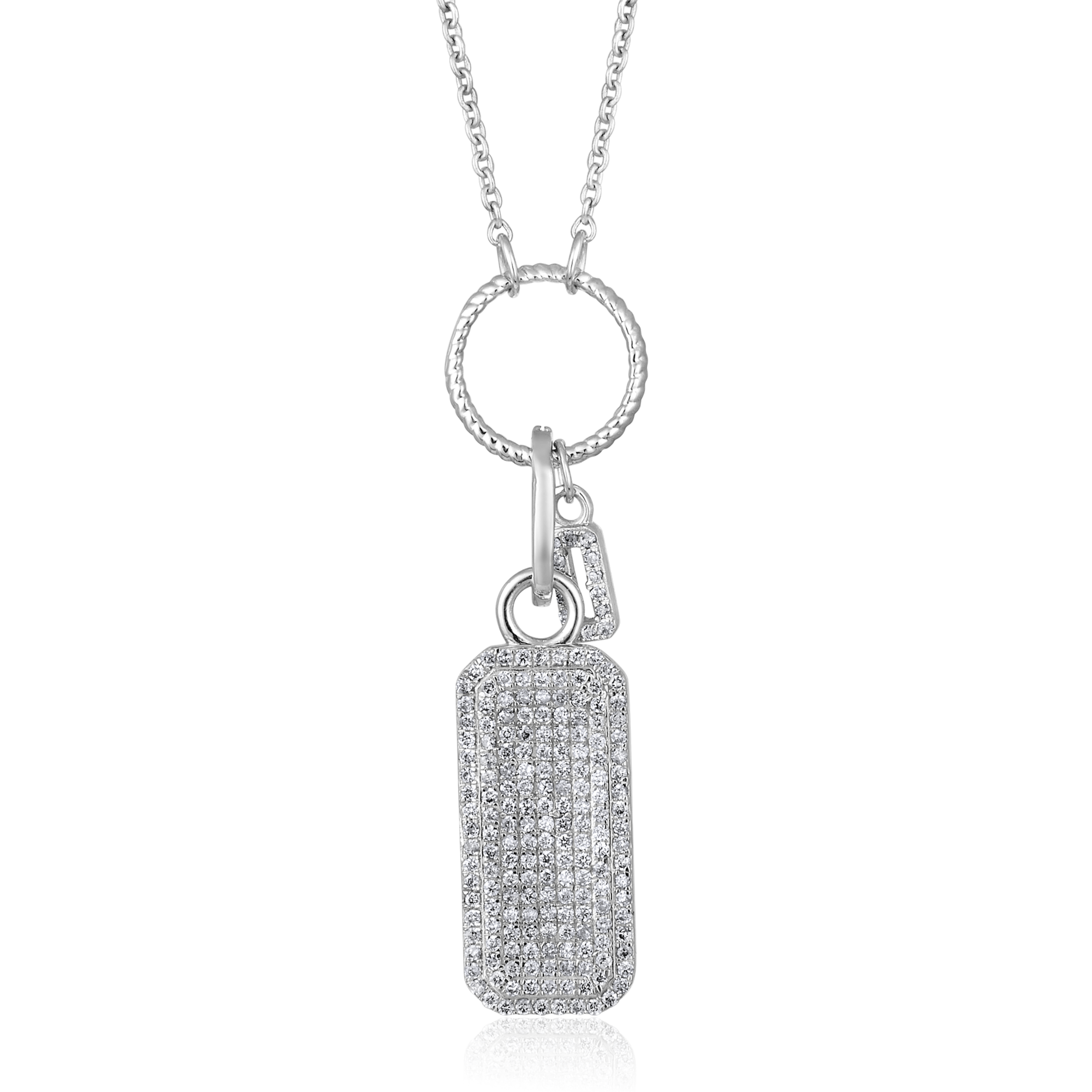 14K Gold 0.4ct Natural Diamond Pavé Dog Tag Charm Pendant