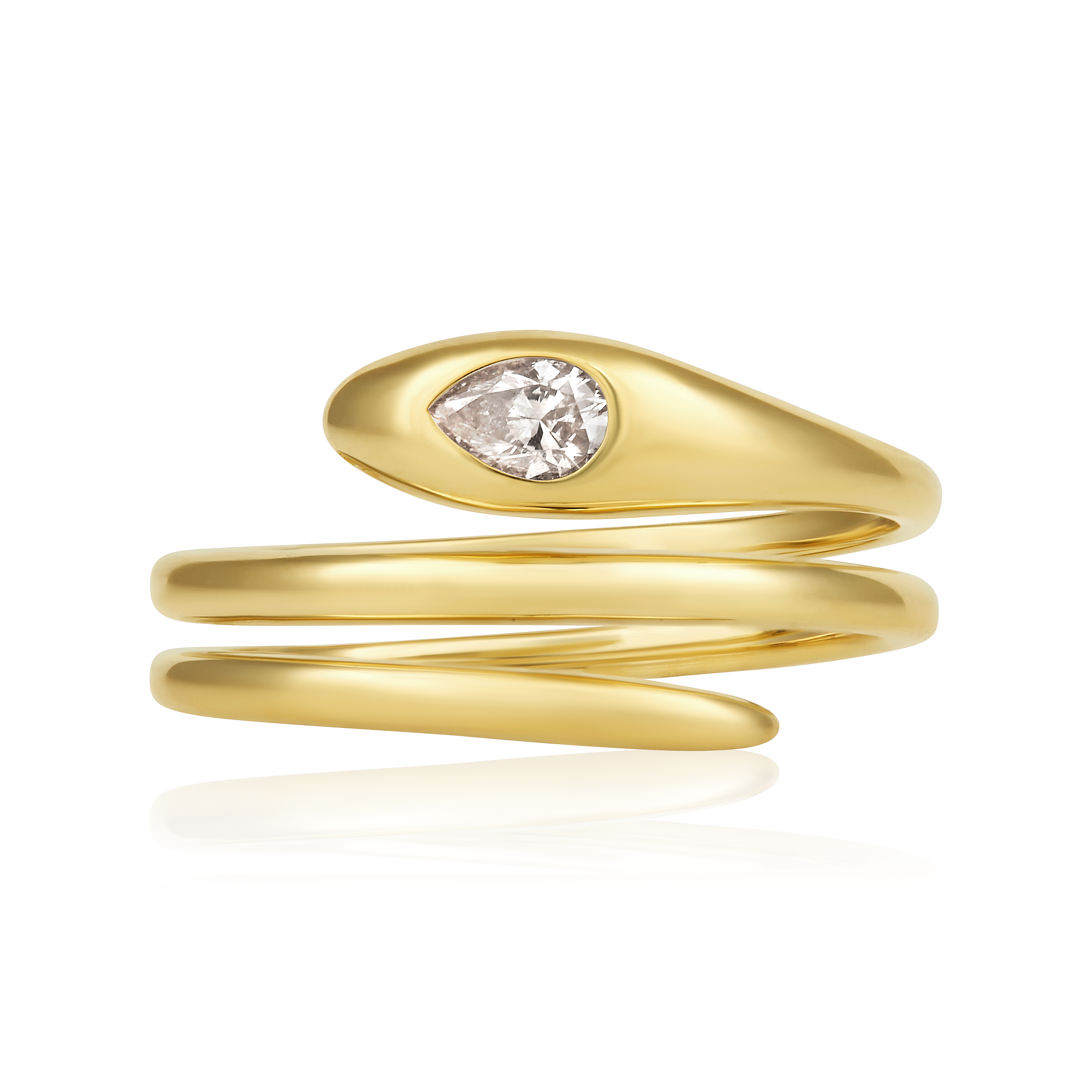 14K Gold 0.2ct Natural Diamond Pear Flush-Set Wrap Ring