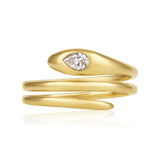 14K Gold 0.2ct Natural Diamond Pear Flush-Set Wrap Ring