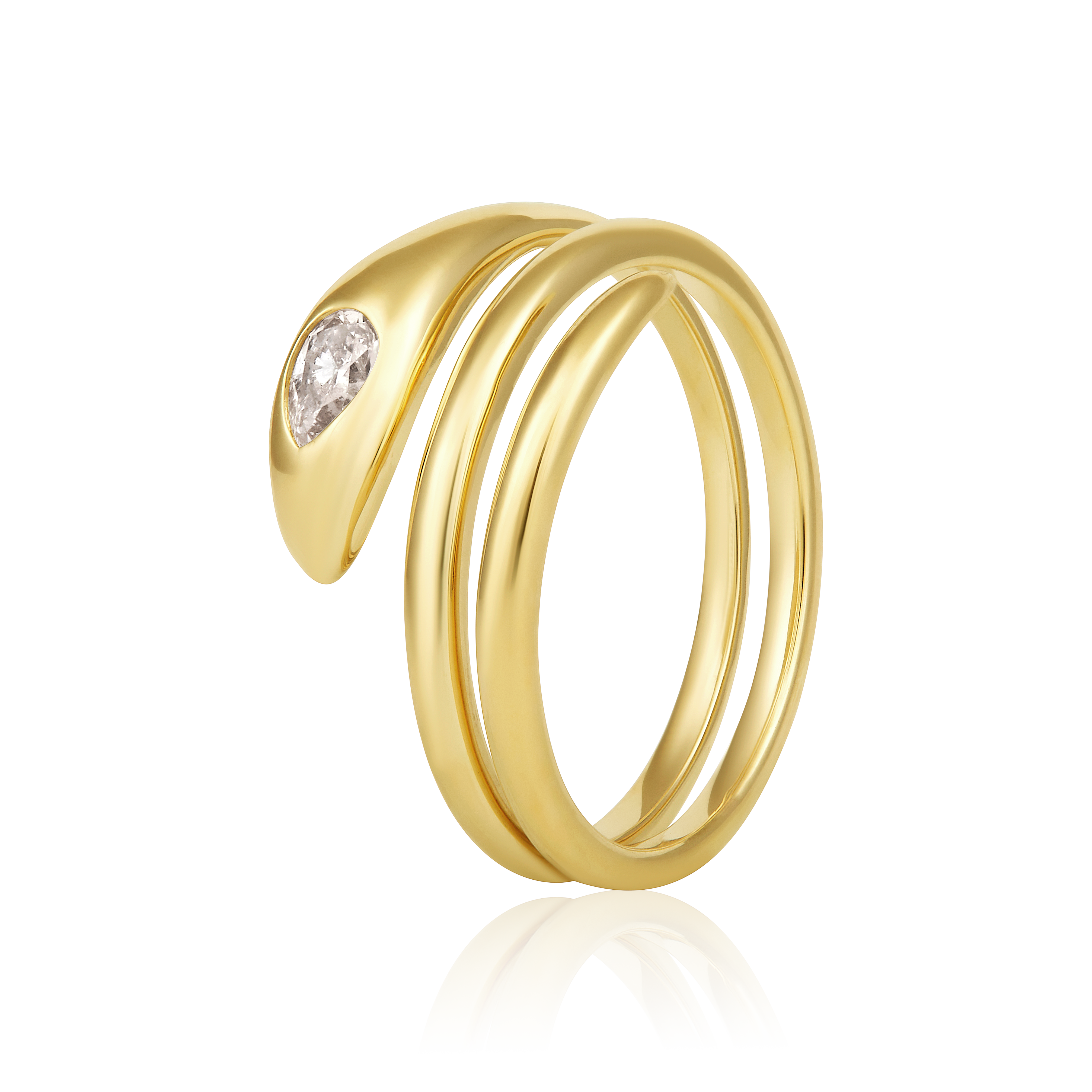 14K Gold 0.2ct Natural Diamond Pear Flush-Set Wrap Ring