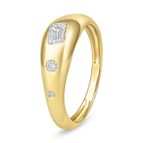 18K Gold 0.7ct Natural Diamond Emerald Flush Wave Dome Ring