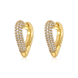 14K Gold 0.3ct Natural Diamond Pavé Heart Huggie Earrings