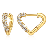 14K Gold 0.3ct Natural Diamond Pavé Heart Huggie Earrings
