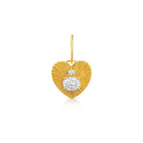 14K Gold 0.2ct Natural Diamond Oval Heart Fluted Charm Pendant