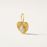 14K Gold 0.2ct Natural Diamond Oval Heart Fluted Charm Pendant