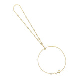14K Gold 0.3ct Natural Diamond Lotus Station Ring Bracelet Hand Chain