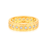14K Gold 0.6ct Natural Diamond Hexagon Bezel Full Band Ring