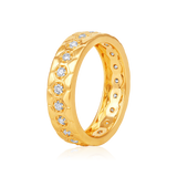14K Gold 0.6ct Natural Diamond Hexagon Bezel Full Band Ring