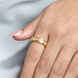 14K Gold 0.6ct Natural Diamond Hexagon Bezel Full Band Ring